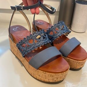 Jessica Simpson Blue Platform Wedges